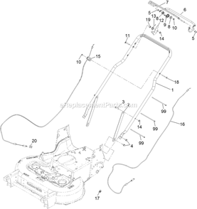 Handle Assembly Diagram and Parts List for ECKA30 (313000000-313999999)(2013) Exmark Lawn Mower