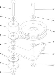 Pump Idler Assembly Diagram and Parts List for VT651KA484 (312000000-312999999)(2012) Exmark Lawn Mower