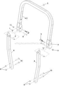 Roll-Over Protection System Assembly Diagram and Parts List for PNE651GKA48200 (316000000-399999999)(2016) Exmark Lawn Mower