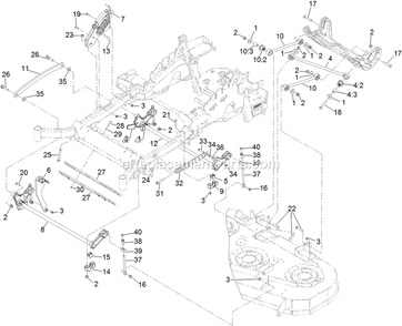 Deck Lift Assembly Diagram and Parts List for LZX801CKA606C1 (408644346-411294211)(2021) Exmark Lawn Mower