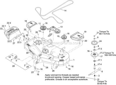 Deck Assembly Diagram and Parts List for LZX740EKC526T0 (316000000-399999999)(2016) Exmark Lawn Mower