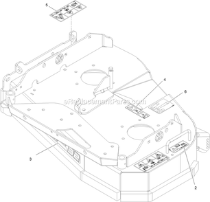 Deck With Decals Assembly Diagram and Parts List for STE600CKA32300 (406294345-408644345)(2020) Exmark Lawn Mower