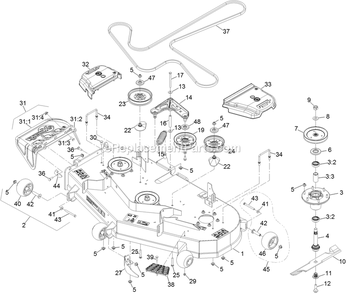 Deck Assembly Diagram and Parts List for RAX691GKA524A3 (402082300-404314158)(2018) Exmark Lawn Mower