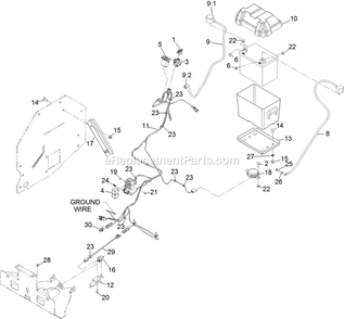 Electrical Assembly Diagram and Parts List for SAR481KA30 (312000000-312999999)(2012) Exmark Aerator