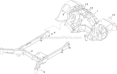 Main Frame Assembly Diagram and Parts List for STS730GKA60400 (406294345-408644345)(2020) Exmark Lawn Mower