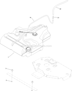 Fuel Tank Mounting Assembly Diagram and Parts List for LZE742GKC604B1 (316000000-399999999)(2016) Exmark Lawn Mower