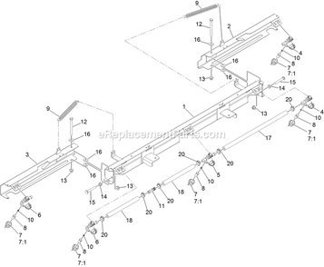 Spray Boom Assembly Diagram and Parts List for 34226 400000000-999999999 Exmark Sprayer