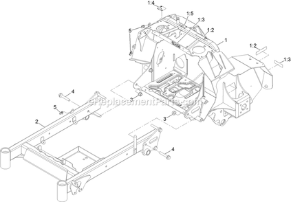 Main Frame Assembly Diagram and Parts List for STE600CKA363H1 (406294345-408644345)(2020) Exmark Lawn Mower