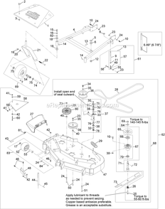 Mower Deck Assembly Diagram and Parts List for TTS600KAE483 (314000000-314999999)(2014) Exmark Lawn Mower