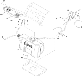 Fuel Assembly Diagram and Parts List for VTX730EKC52400 (316000000-399999999)(2016) Exmark Lawn Mower