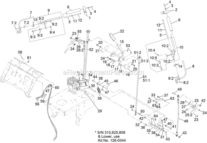 Controls Assembly Diagram and Parts List for VTX730EKC524 (313000000-313999999)(2013) Exmark Lawn Mower