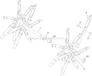 Rh Tine Wheel Assembly Diagram and Parts List for ARX541CKA30000 (406294345-408644345)(2020) Exmark Aerator