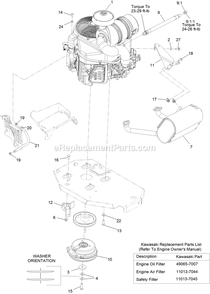 Engine Assembly Diagram and Parts List for LZE651GKA484A2 (316000000-399999999)(2016) Exmark Lawn Mower