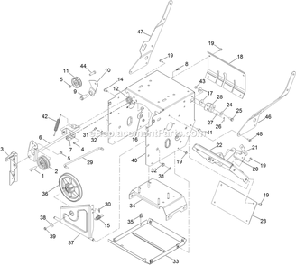 Main Frame Assembly Diagram and Parts List for BRS270CKC36000 (406294345-408644345)(2020) Exmark Leaf Blower / Vacuum