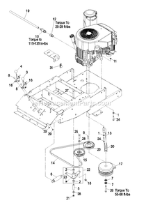 Engine Group Diagram and Parts List for PHZ19KA344CA (720000-789999)(2008) Exmark Lawn Mower
