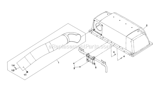 Bagger Top And Hinge Assembly Diagram and Parts List for 109-5200 (670000-719999)(2007) Exmark Lawn Tractor Accessories