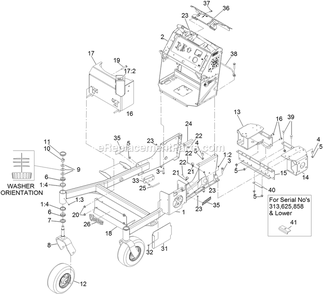 Main Frame Assembly Diagram and Parts List for VTX730EKC524 (313000000-313999999)(2013) Exmark Lawn Mower