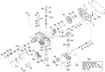 Rh Transaxle Diagram and Parts List for SAR481KA30 (314000000-314999999)(2014) Exmark Aerator