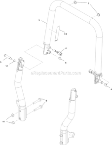 Roll-Over Protection System Assembly Diagram and Parts List for RAE708GEM52300 (404314159-406294344)(2019) Exmark Lawn Mower