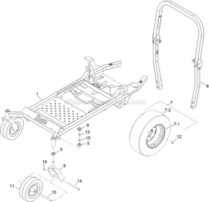 Mainframe Assembly Diagram and Parts List for PNE691KA522 (312000000-312999999)(2012) Exmark Lawn Mower