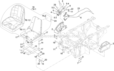 Seat And Consoles Assembly Diagram and Parts List for NVS640CKC42000 (315000000-315999999)(2015) Exmark Lawn Mower