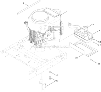 Engine And Muffler Assembly Diagram and Parts List for QTE691KA501 (313000000-313999999)(2013) Exmark Lawn Mower