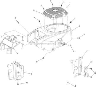 Blower Housing Assembly Diagram and Parts List for RAS708GEM523C3 (402082300-404314158)(2018) Exmark Lawn Mower