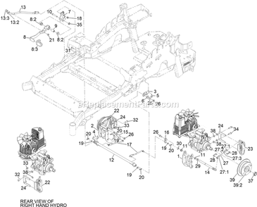 Park Brake Assembly Diagram and Parts List for LZE651CKA484A2 (411294212-999999999)(2022) Exmark Lawn Mower