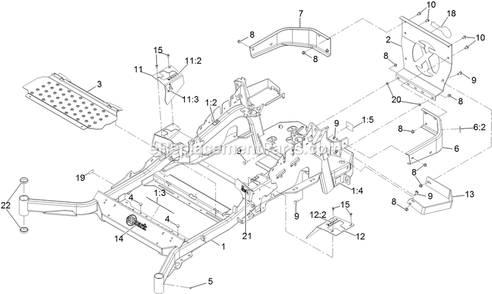 Main Frame Assembly Diagram and Parts List for LZS749AKC72400 (316000000-316999999)(2016) Exmark Lawn Mower