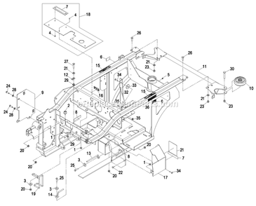 Main Frame Group (2) Diagram and Parts List for NAV27KCCA (850000-919999)(2010) Exmark Lawn Mower
