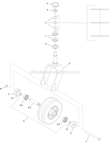 Lh Deck Rear Caster Wheel And Fork Assembly Diagram and Parts List for LZS88CDYM96RW0 (402082300-404314158)(2018) Exmark Lawn Mower