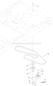 Belt And Idler Assembly Diagram and Parts List for QTS735KC422 (314000000-314999999)(2014) Exmark Lawn Mower