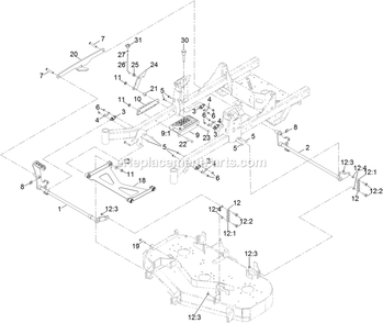 Deck Lift Assembly Diagram and Parts List for RAS720GKC52300 (400000000-402082299)(2017) Exmark Lawn Mower