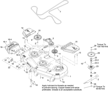 Deck Assembly Diagram and Parts List for LZS749AKC604A1 (316000000-316999999)(2016) Exmark Lawn Mower