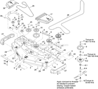 Deck Assembly Diagram and Parts List for LZDS902K60RD (313000000-313999999)(2013) Exmark Lawn Mower
