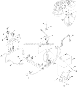 Electrical Assembly Diagram and Parts List for RAE708GEM52300 (406294345-408644345)(2020) Exmark Lawn Mower