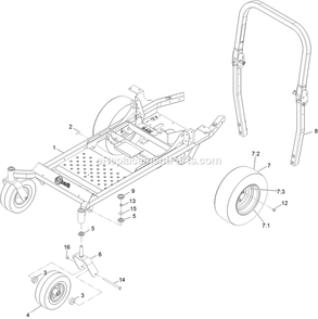 Main Frame Assembly Diagram and Parts List for PNS710GKC48300 (316000000-399999999)(2016) Exmark Lawn Mower