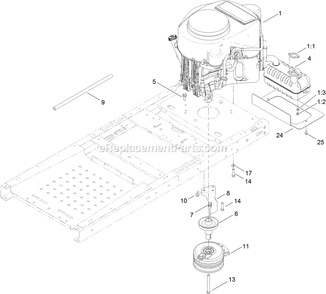 Engine, Muffler And Clutch Assembly Diagram and Parts List for QT22KA421 (920000-999999)(2011) Exmark Lawn Mower