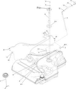 Fuel Tank Assembly Diagram and Parts List for LZE751CKA604A1 (400000000-402082299)(2017) Exmark Lawn Mower