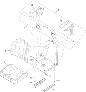 Seat With Tracks Assembly Diagram and Parts List for LZE740KC604 (312000000-312999999)(2012) Exmark Lawn Mower