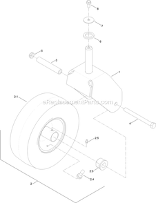Fork And Caster Wheel Assembly Diagram and Parts List for QTE708GEM42200 (400000000-402082299)(2017) Exmark Lawn Mower