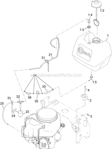 Fuel Tank Assembly Diagram and Parts List for TTS541GKA52300 (315000000-315999999)(2015) Exmark Lawn Mower