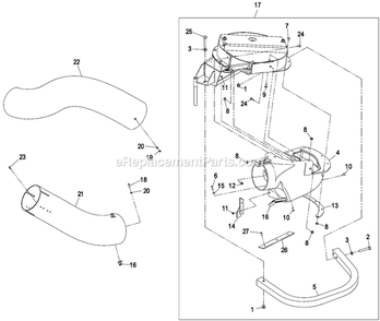 Blower Assembly (4) Diagram and Parts List for LHPUVD5256 (720000-789999)(2008) Exmark Lawn Tractor Accessories