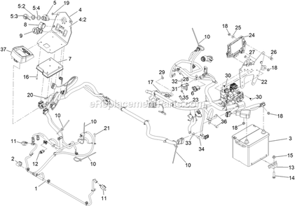 Electrical Assembly Diagram and Parts List for LZS80TDYM72RW0 (411294212-999999999)(2022) Exmark Lawn Mower