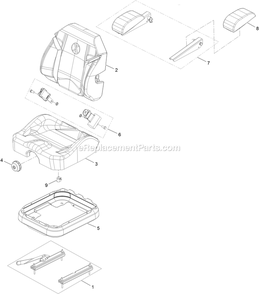 Seat Assembly (2) Diagram and Parts List for LZS88CDYM724W0 (402082300-404314158)(2018) Exmark Lawn Mower