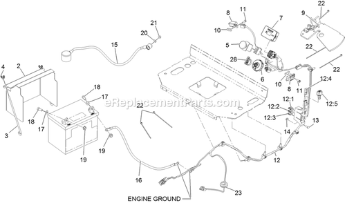Electrical Assembly Diagram and Parts List for VT651KA484 (312000000-312999999)(2012) Exmark Lawn Mower