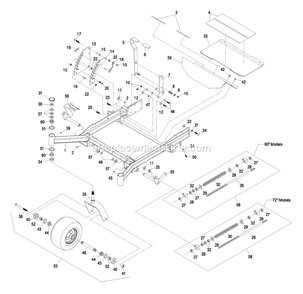 Front Frame Group Diagram and Parts List for LZ27LKA604 (510000-539999)(2005) Exmark Lawn Mower