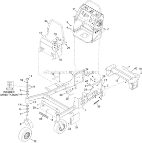 Main Frame Assembly Diagram and Parts List for VTS740EKC60400 (316000000-399999999)(2016) Exmark Lawn Mower