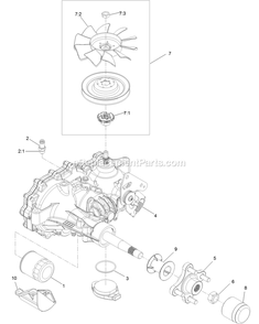 Rh Transaxle Assembly Diagram and Parts List for RAS740GKC60R00 (400000000-402082299)(2017) Exmark Lawn Mower