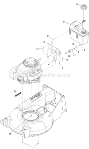 Engine Assembly Diagram and Parts List for ECX160CHN21000 (408644346-411294211)(2021) Exmark Lawn Mower
